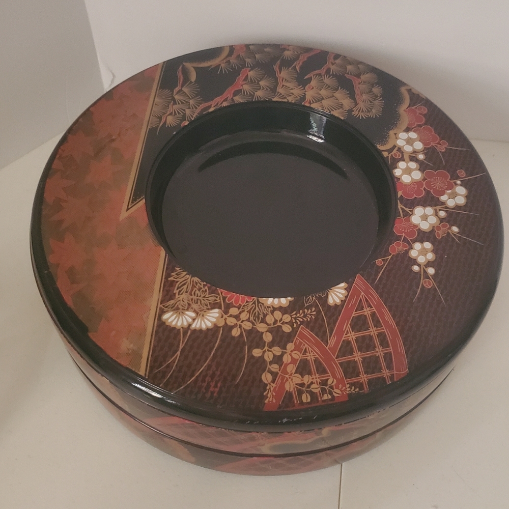 Elegant Japense Stacking Box with Floral Design